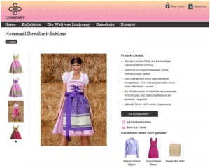 Screenshot des Limberry Dirndl-Designers