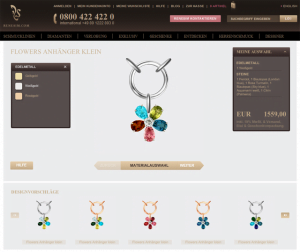 Screenshots des Schmuckkonfigurators von RENESIM.COM