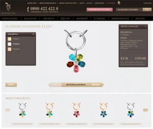 Screenshots des Schmuckkonfigurators von RENESIM.COM