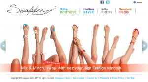 Screenshot des Swappeez Online-Shops für individuelle Sandalen