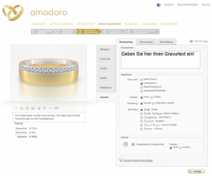 Screenshot des Amodora Trauring-Konfigurators