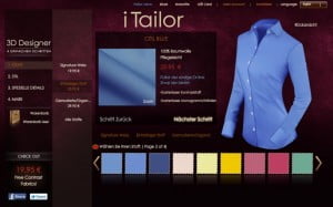Screenshot des iTailor Onlineshops für Maßblusen